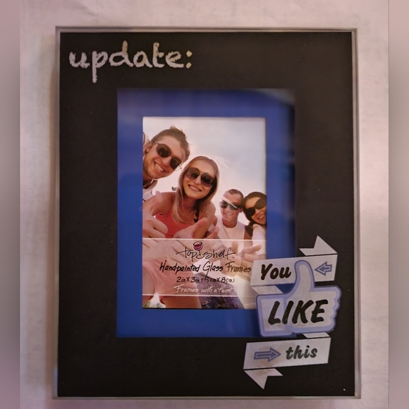 Top Shelf "Update: Handpainted Glass Picture Frame NIB - Picture 1 of 4